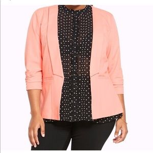 Ruched Sleeve Blush Blazer
